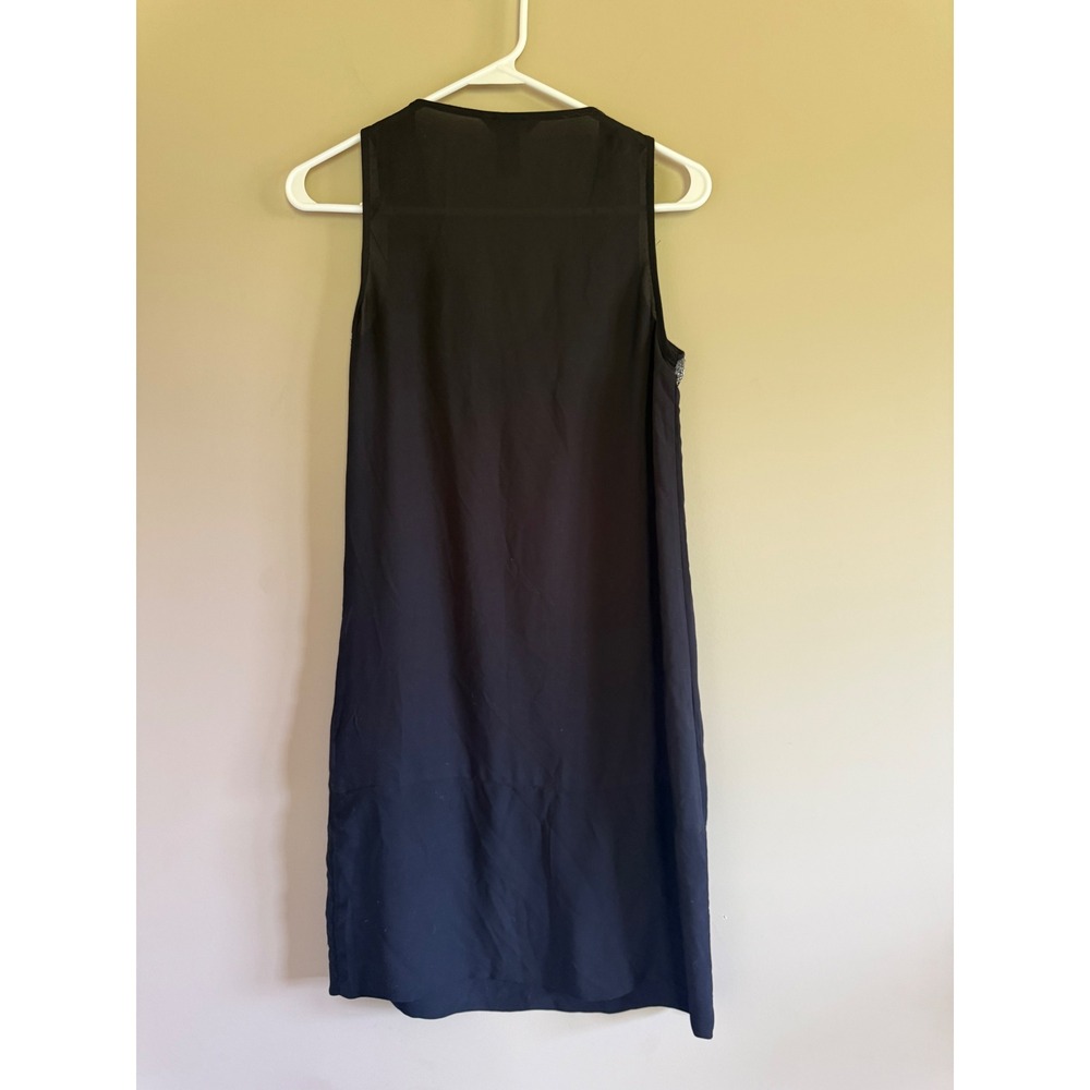 HM Black Sleeveless Shift Dress Silver Rhinestone Embellished V-Neck Mini Size 4 - Picture 4 of 4